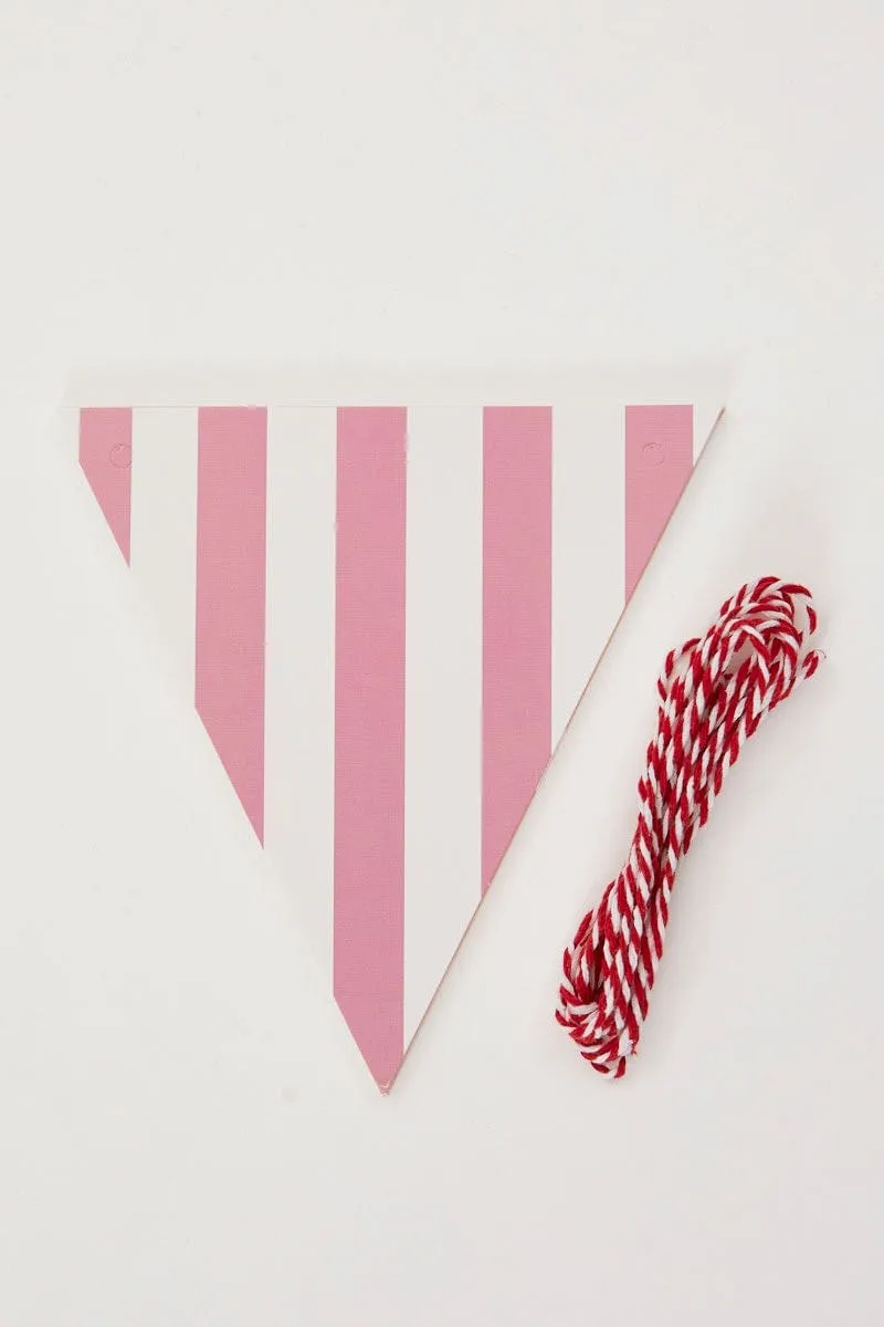 Pink Mixed Polka Dot And Stripe Bunting Banner