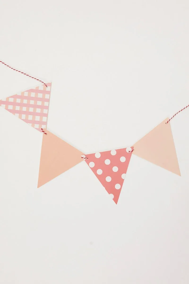 Pink Mixed Polka Dot And Stripe Bunting Banner