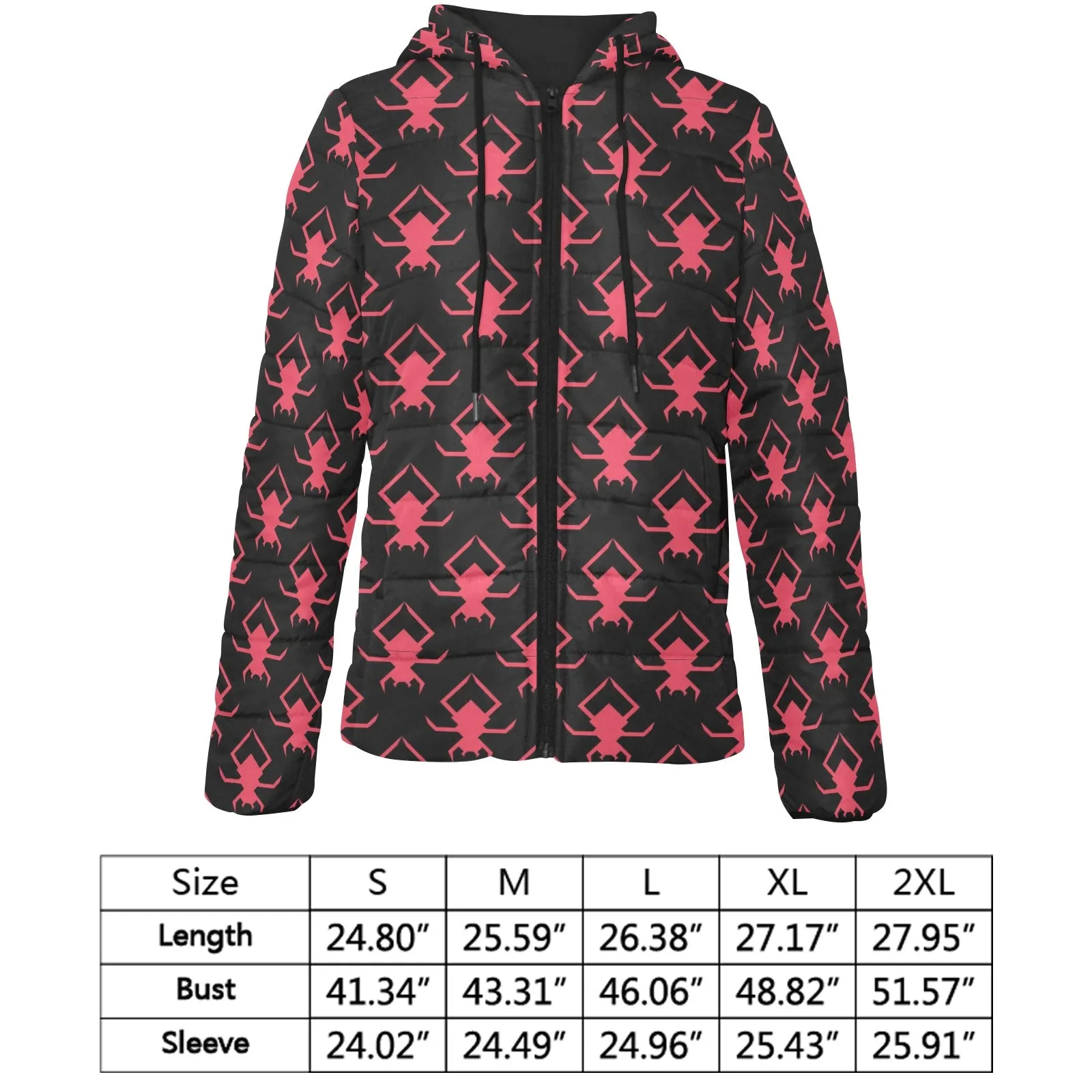 Pink Spiders Padded Hooded Jacket