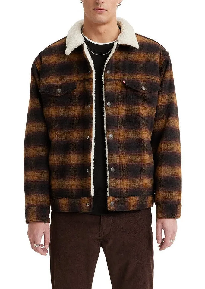 Relaxed Fit Plaid Trucker Jacket