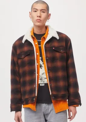 Relaxed Fit Plaid Trucker Jacket
