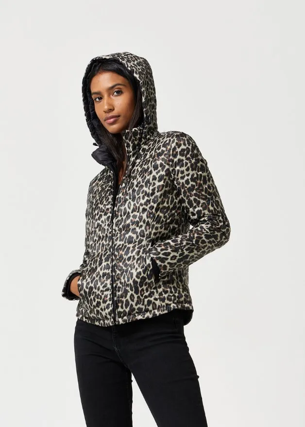 Reversible Classic Leopard/ Black Duck Down Puffer Jacket