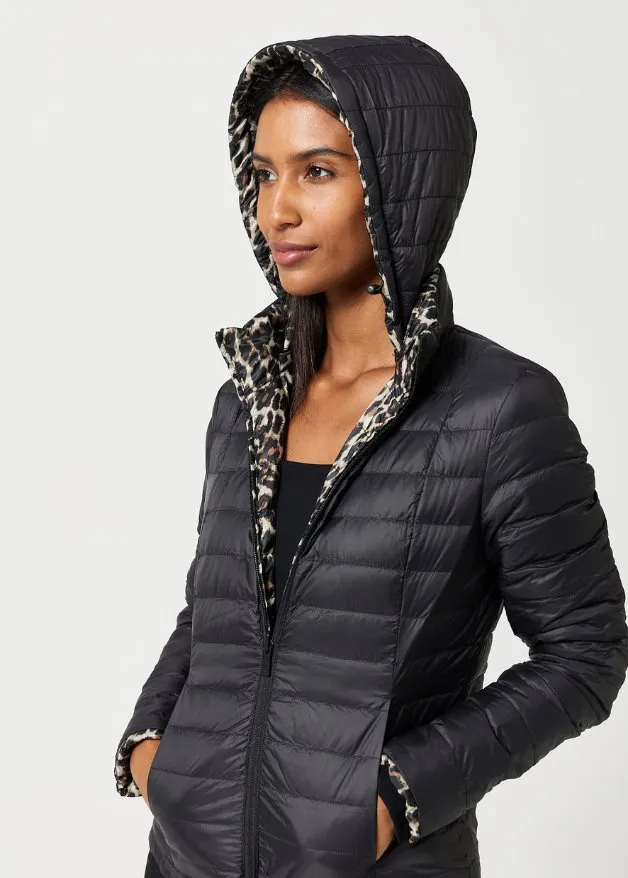 Reversible Classic Leopard/ Black Duck Down Puffer Jacket