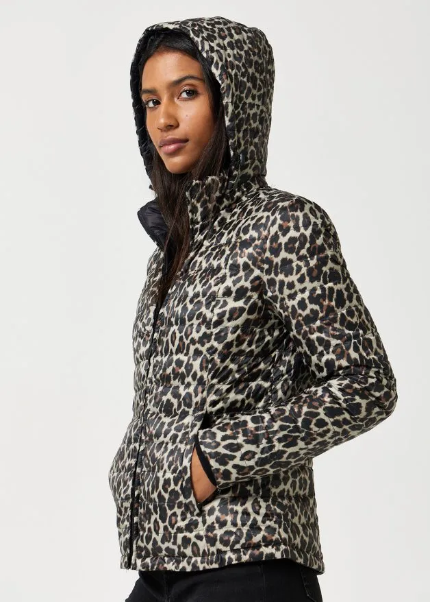 Reversible Classic Leopard/ Black Duck Down Puffer Jacket