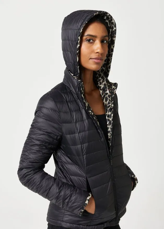 Reversible Classic Leopard/ Black Duck Down Puffer Jacket