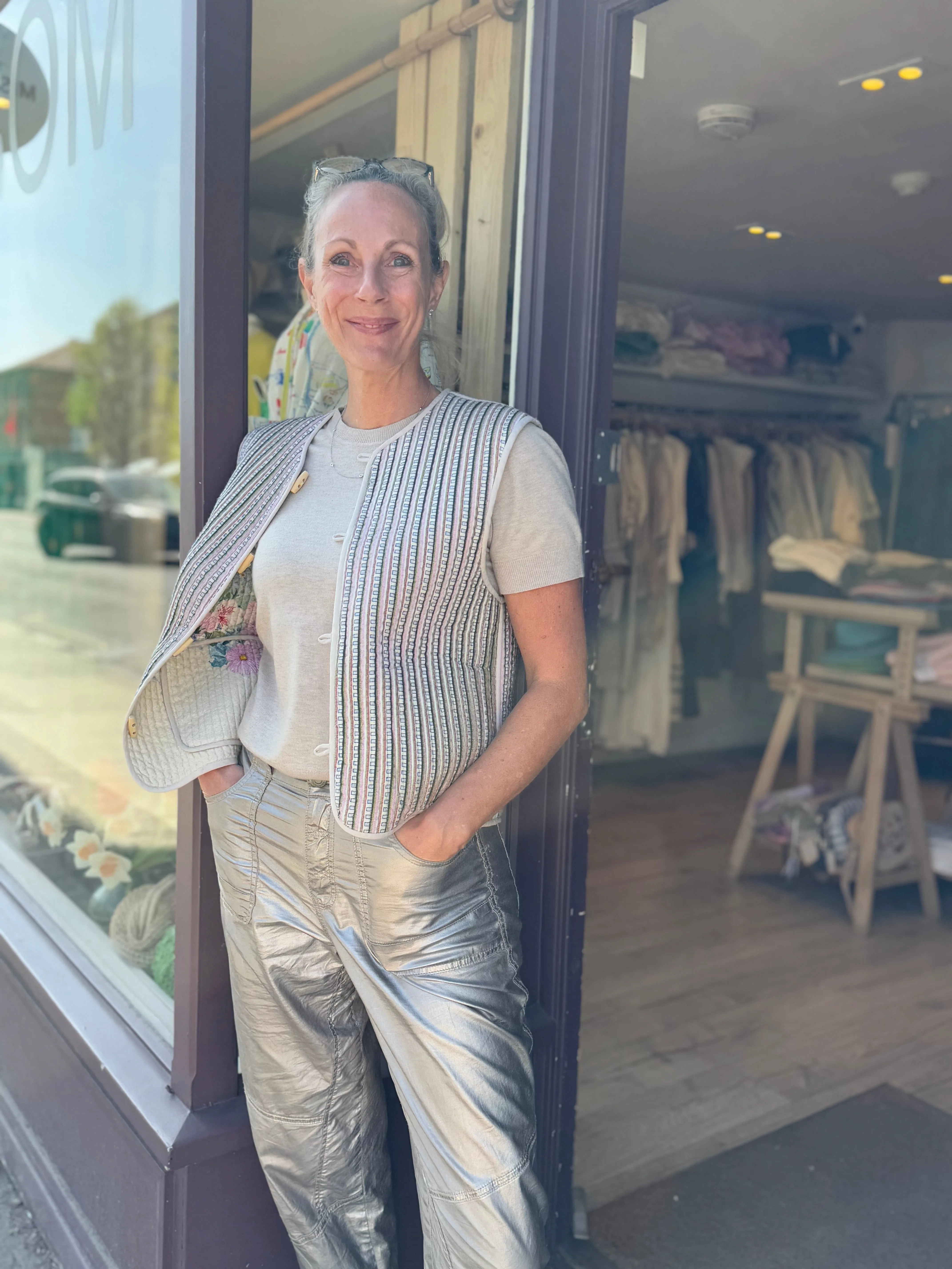 Reversible Gilet by Annie, with bl-nk London (Florals and Stripe)