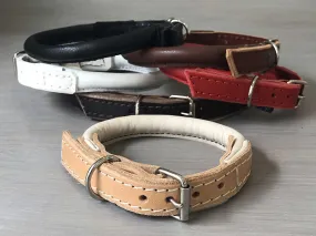 Rolled Leather Classic Dog Collar With Roller Buckle