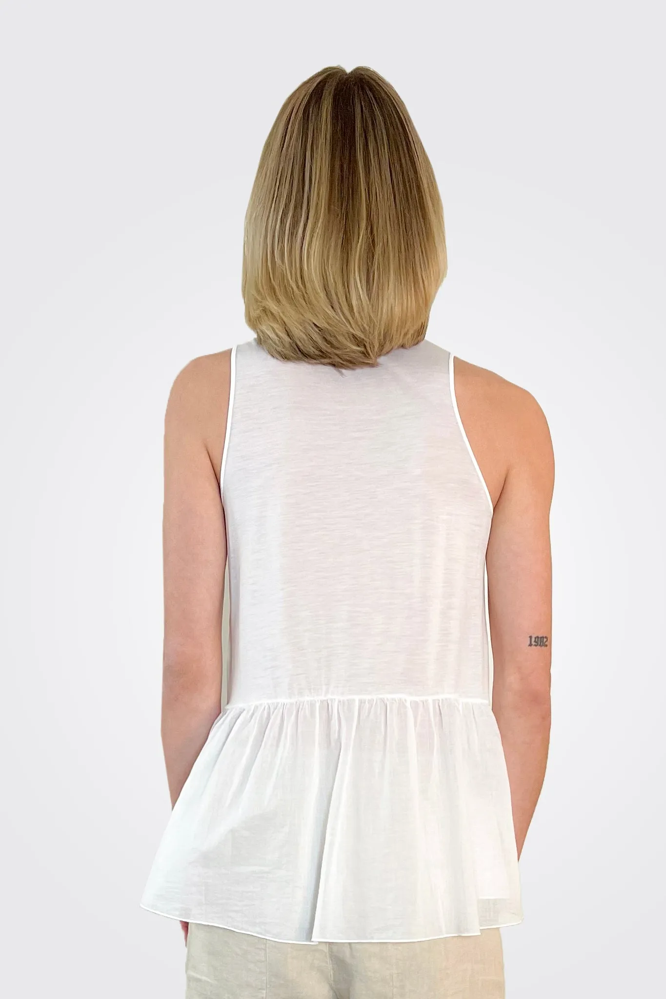Ruffle Tiered Tank - White