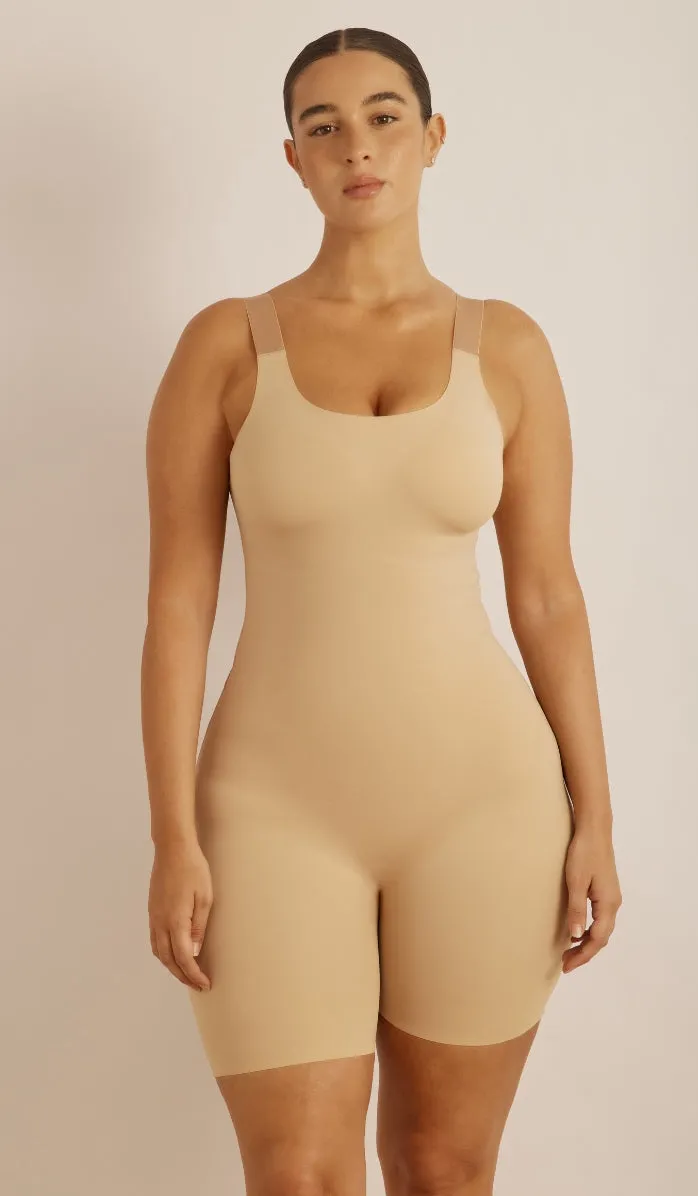 SCULPTING WIDE-STRAP OVERALL - POWDER
