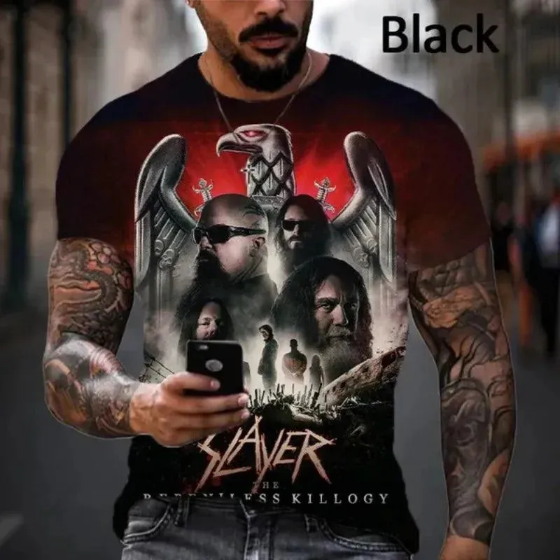 Slayer 3D Printed Men's Casual Hip Hop Crew Neck T-Shirt