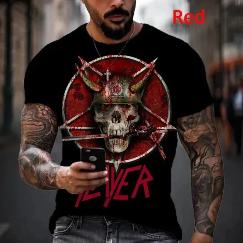Slayer 3D Printed Men's Casual Hip Hop Crew Neck T-Shirt