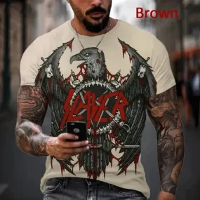 Slayer 3D Printed Men's Casual Hip Hop Crew Neck T-Shirt