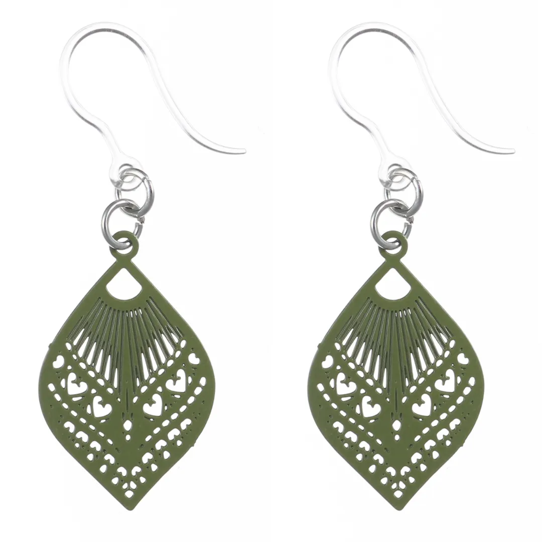 Small Peacock Dangles Hypoallergenic Earrings for Sensitive Ears Made with Plastic Posts