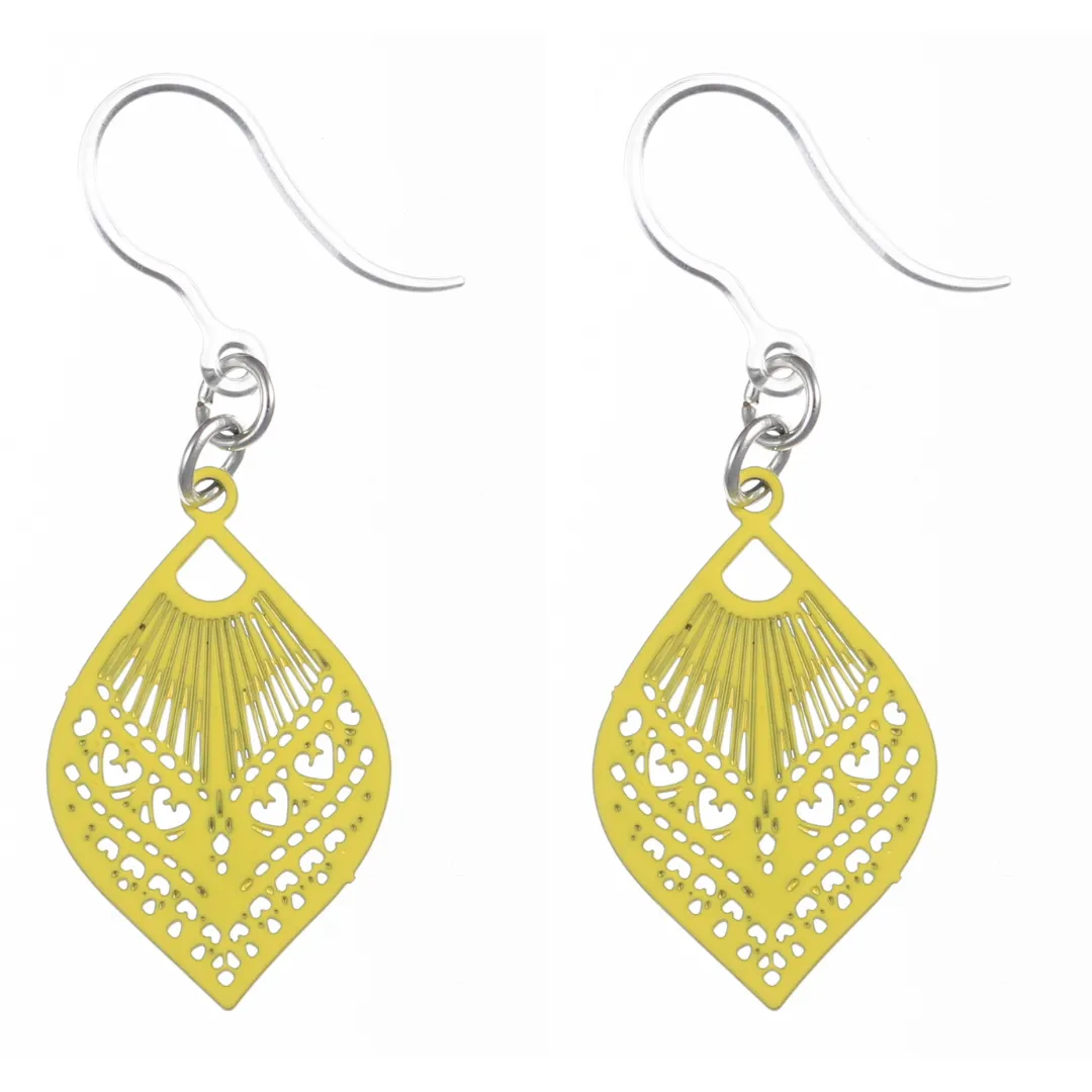 Small Peacock Dangles Hypoallergenic Earrings for Sensitive Ears Made with Plastic Posts