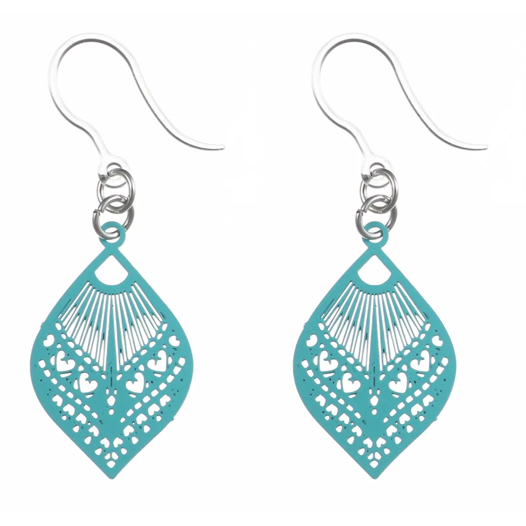 Small Peacock Dangles Hypoallergenic Earrings for Sensitive Ears Made with Plastic Posts