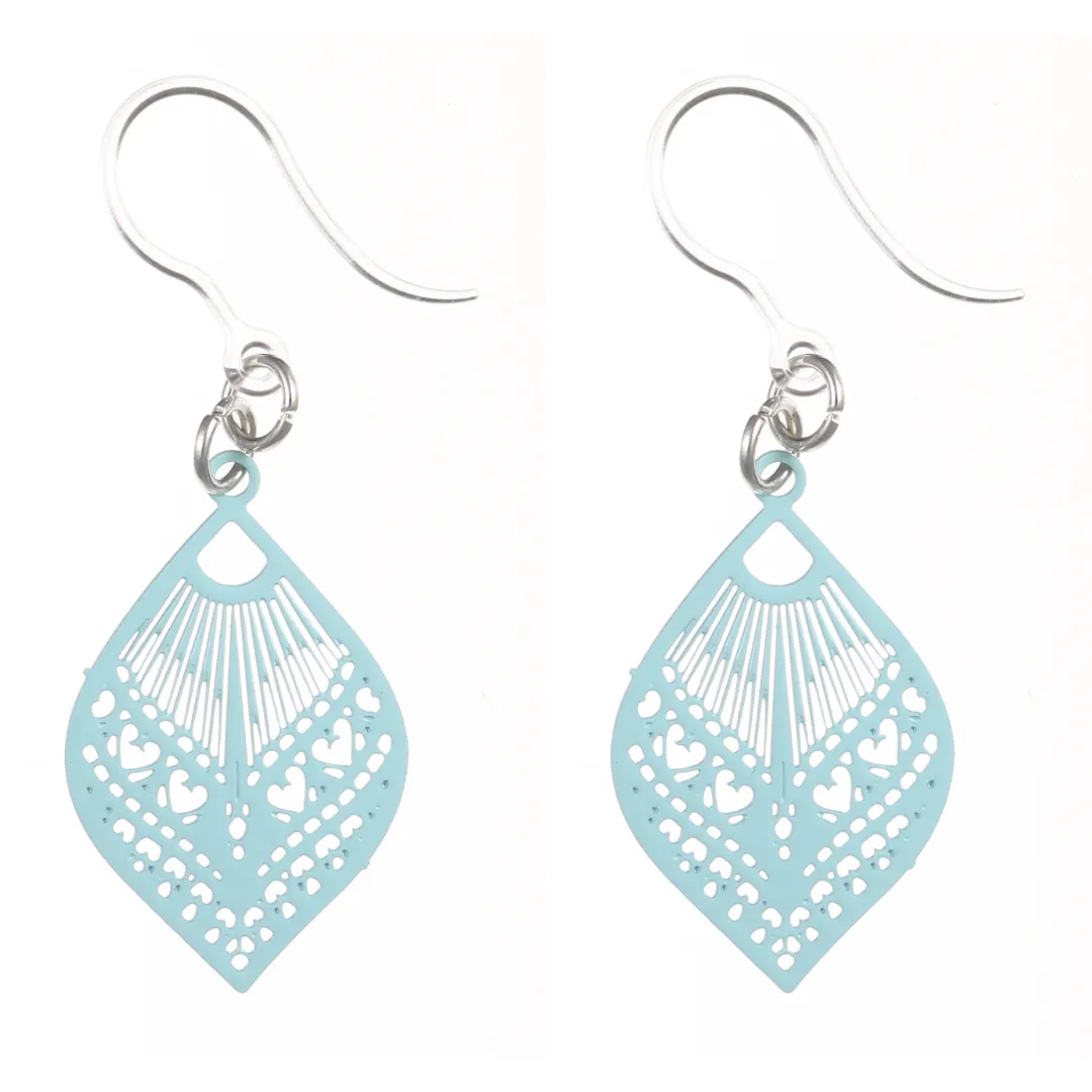 Small Peacock Dangles Hypoallergenic Earrings for Sensitive Ears Made with Plastic Posts