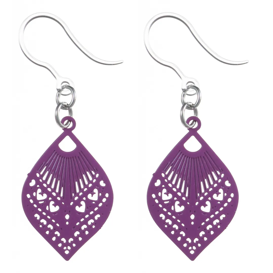 Small Peacock Dangles Hypoallergenic Earrings for Sensitive Ears Made with Plastic Posts