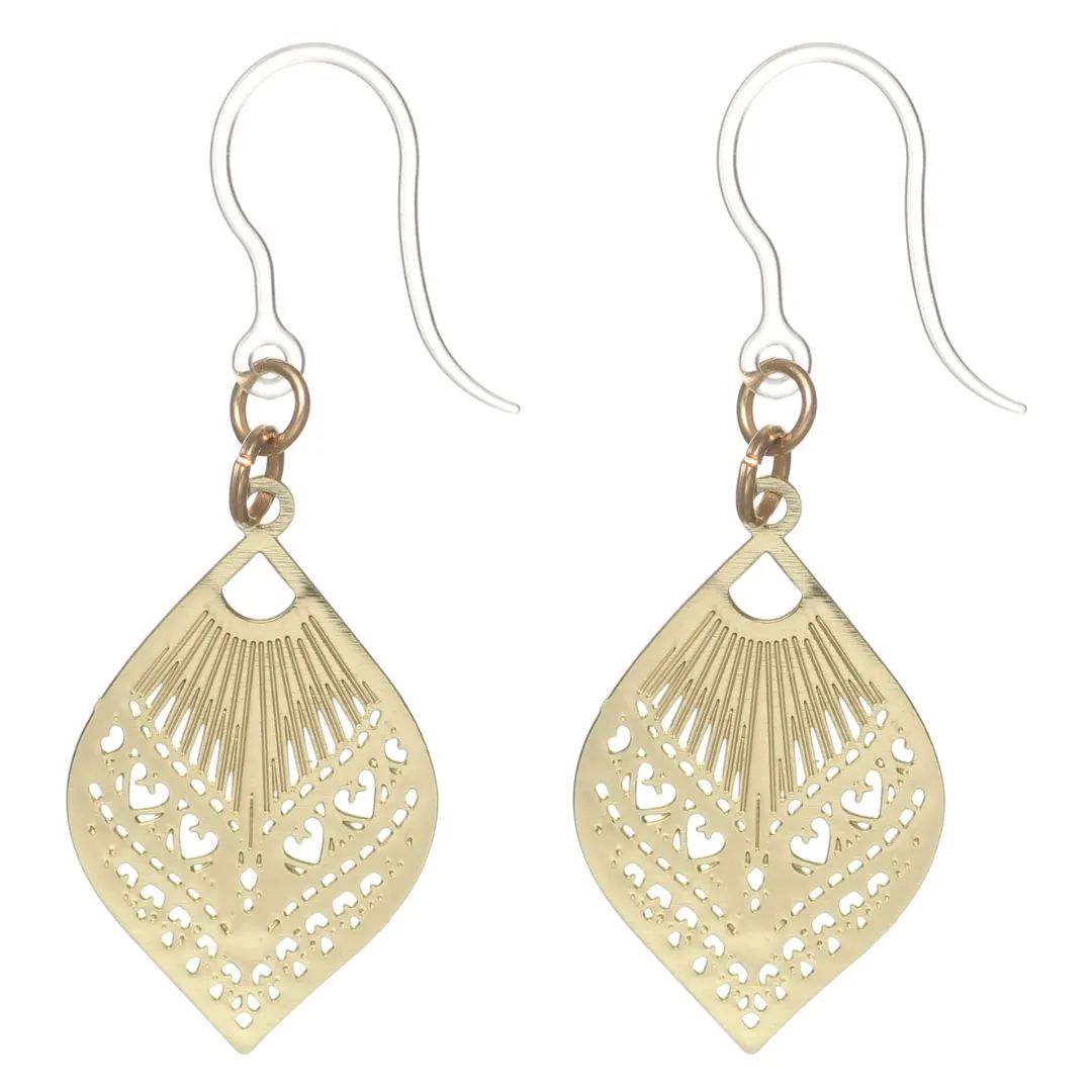 Small Peacock Dangles Hypoallergenic Earrings for Sensitive Ears Made with Plastic Posts
