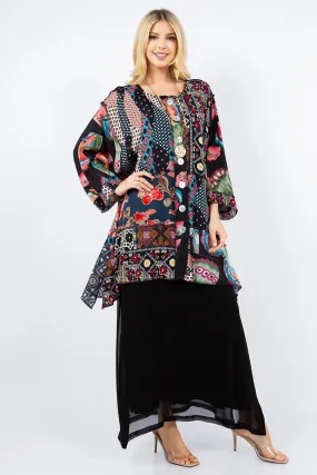 Sterling Style Short Happy Coat - 5892SHC BLACK/MULTI