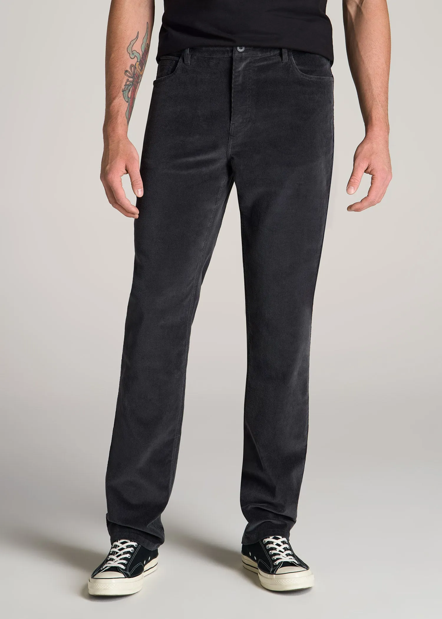 STRAIGHT-LEG Stretch Corduroy Pants for Tall Men in Iron Grey