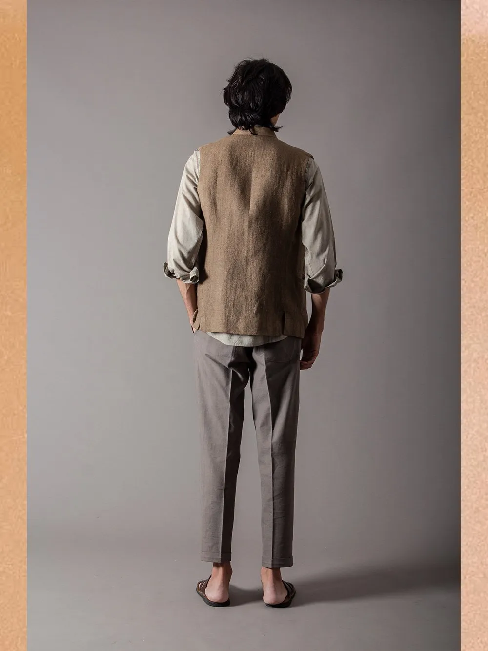 SUKETDHIR   I   SD Shaan Gilet | Heavy Linen | Oyster Grey