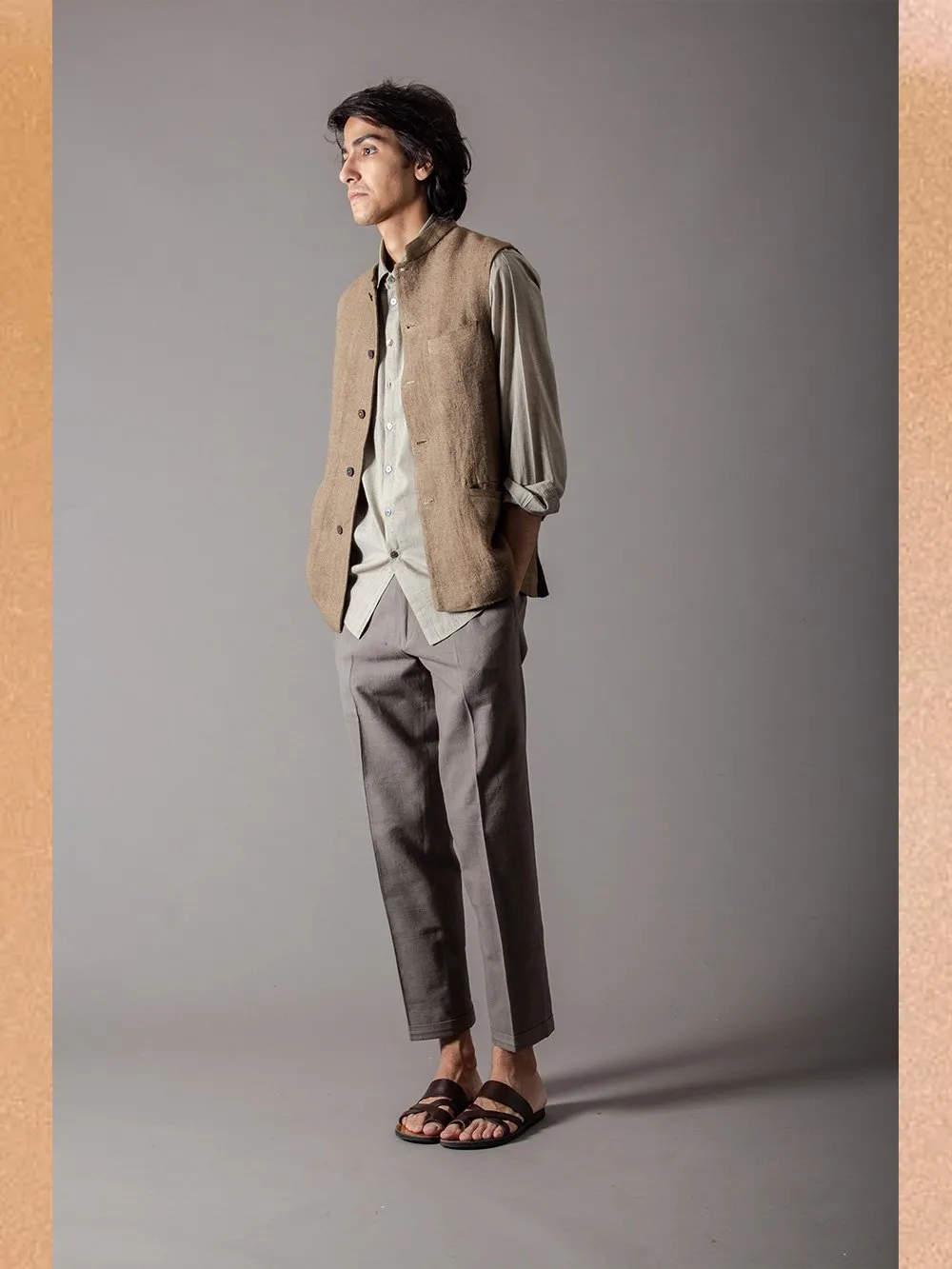SUKETDHIR   I   SD Shaan Gilet | Heavy Linen | Oyster Grey