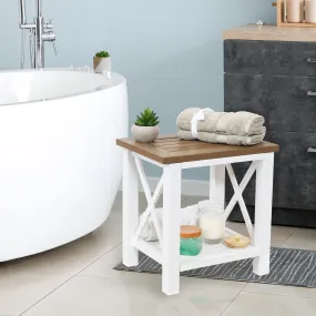 Sunnydaze Bathroom Shower Bench with Storage Shelf