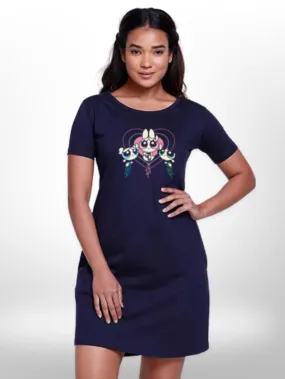 The PowerPuff Cartoon Printed  Long T-shirt For Women's