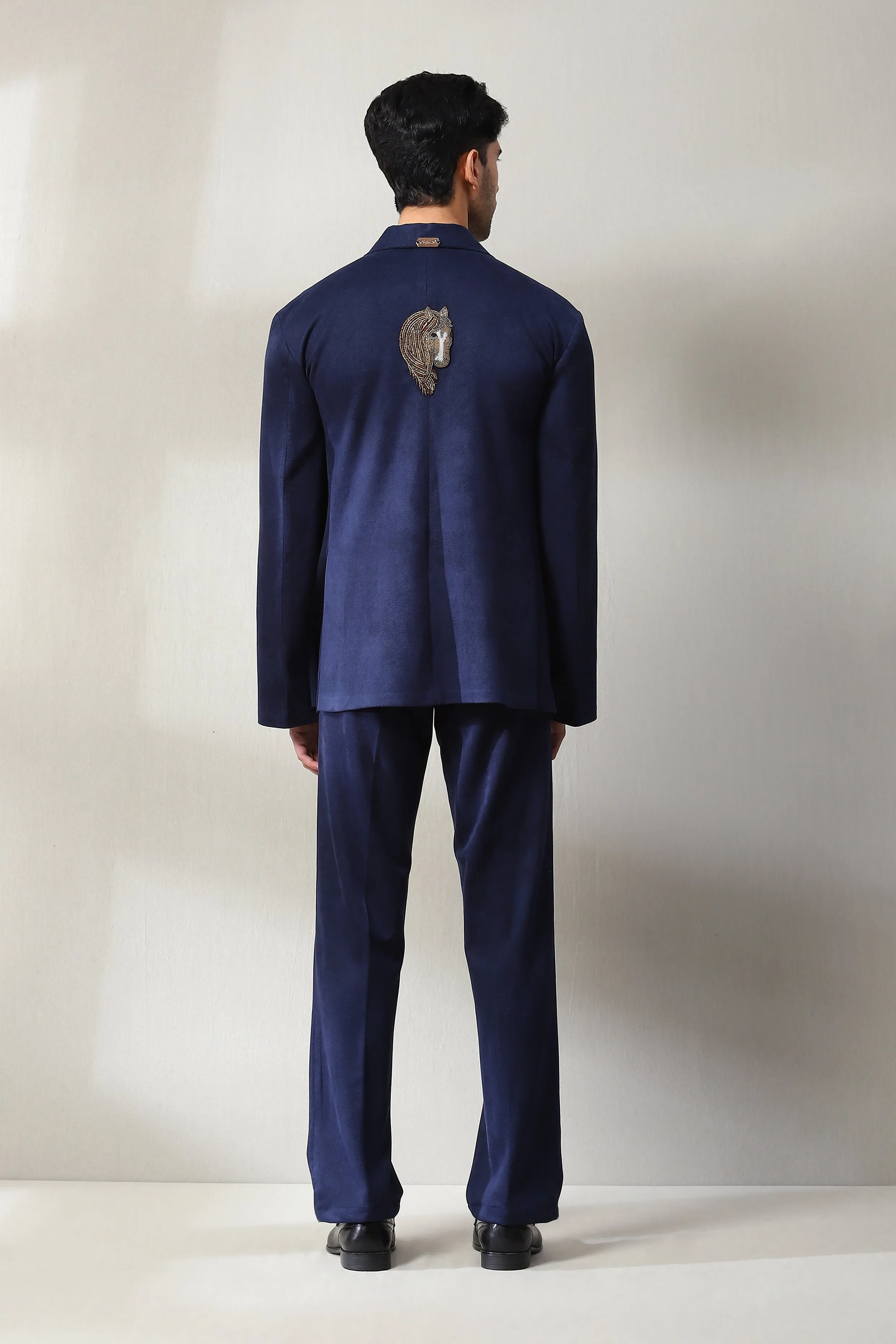 This violet blue corduroy velvet co-ord set has stylish patch pockets