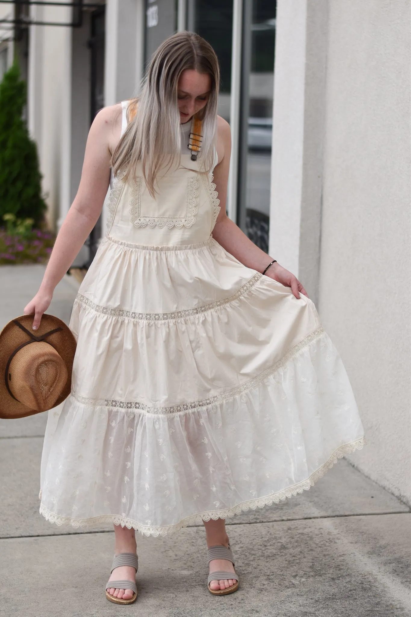 Tiered Romantic Overall Dress