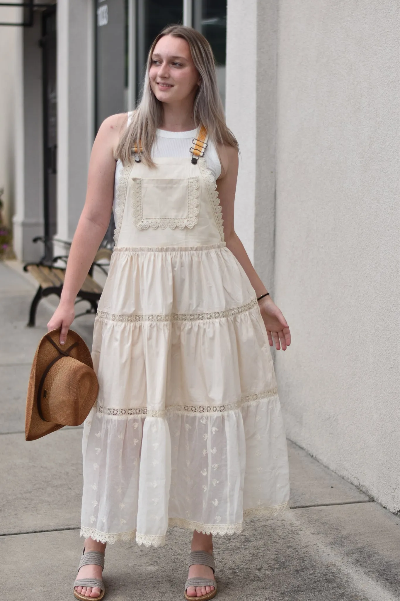 Tiered Romantic Overall Dress