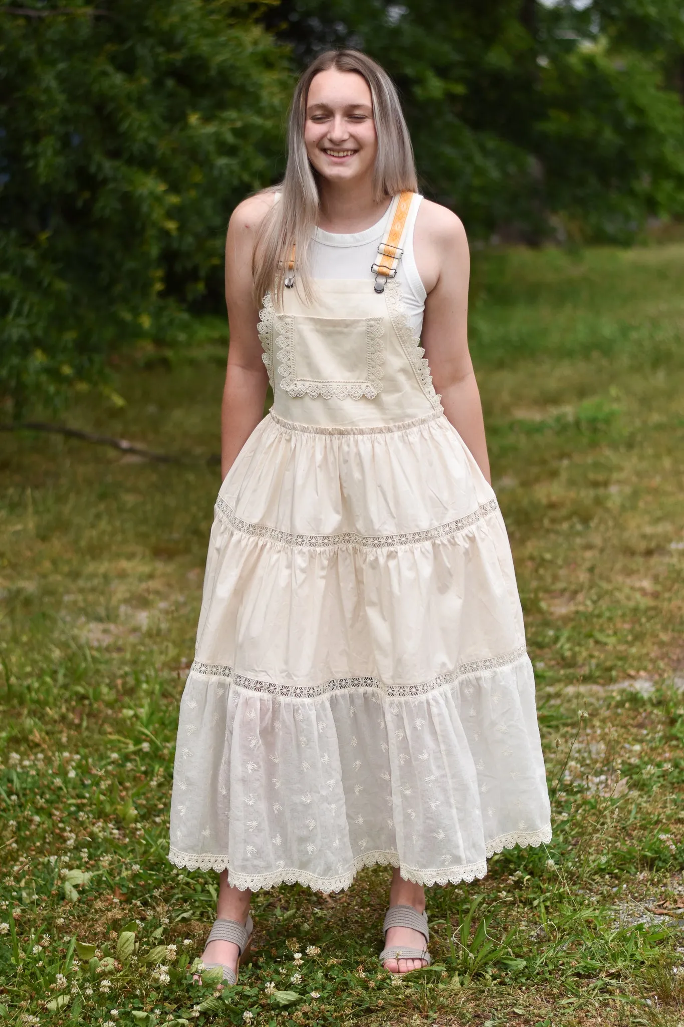 Tiered Romantic Overall Dress