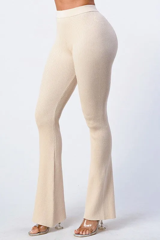 TRENDY FLARED KNIT PANTS