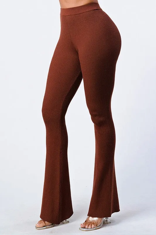 TRENDY FLARED KNIT PANTS