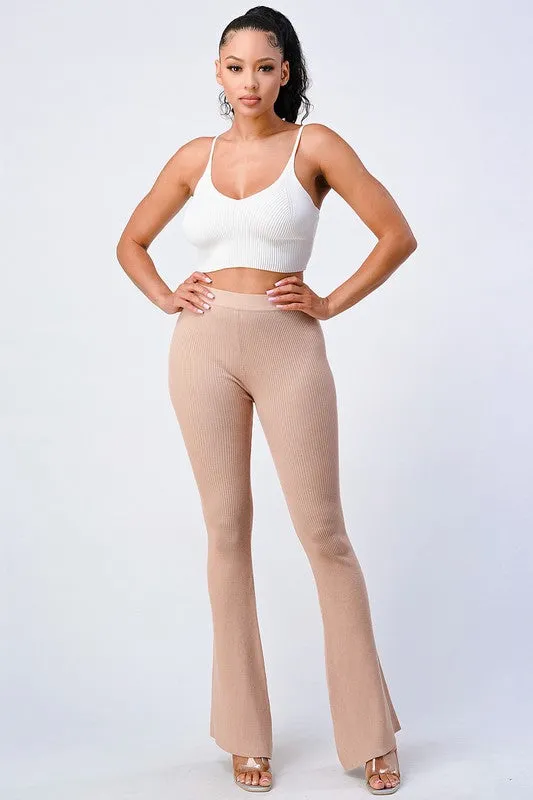TRENDY FLARED KNIT PANTS