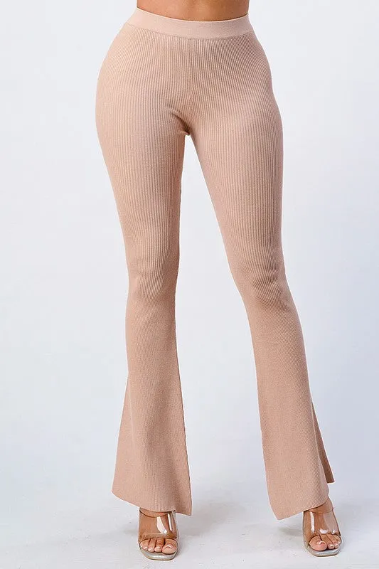TRENDY FLARED KNIT PANTS
