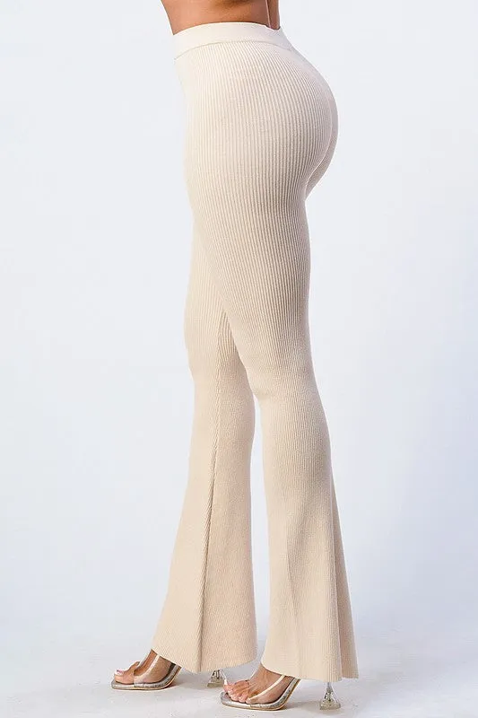 TRENDY FLARED KNIT PANTS