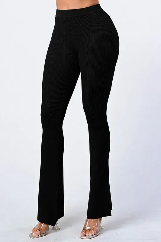TRENDY FLARED KNIT PANTS