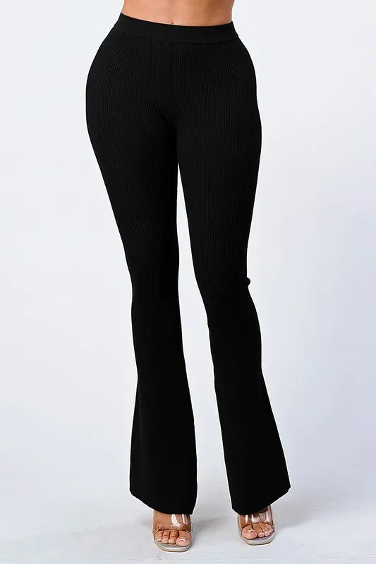 TRENDY FLARED KNIT PANTS