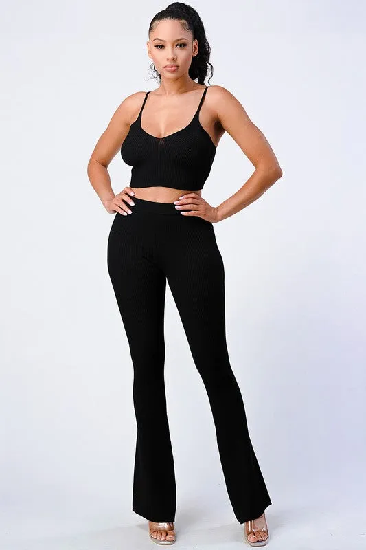 TRENDY FLARED KNIT PANTS