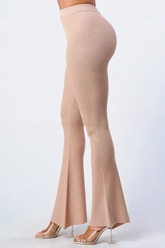 TRENDY FLARED KNIT PANTS