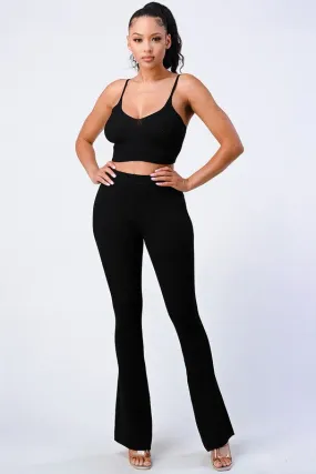 TRENDY FLARED KNIT PANTS