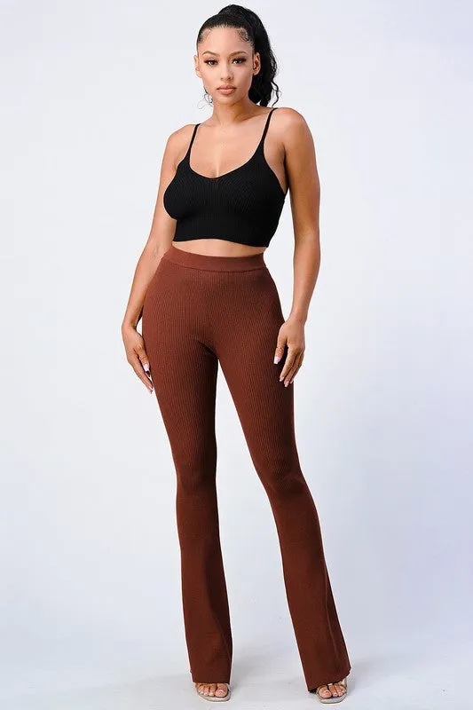 TRENDY FLARED KNIT PANTS