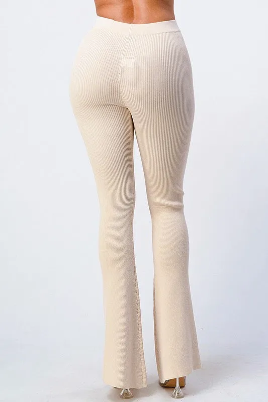 TRENDY FLARED KNIT PANTS