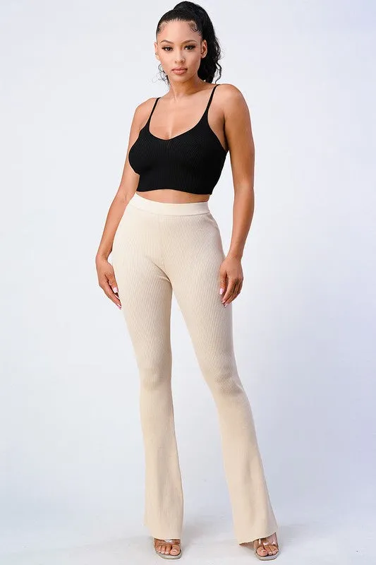 TRENDY FLARED KNIT PANTS