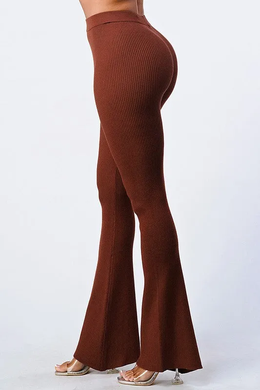 TRENDY FLARED KNIT PANTS