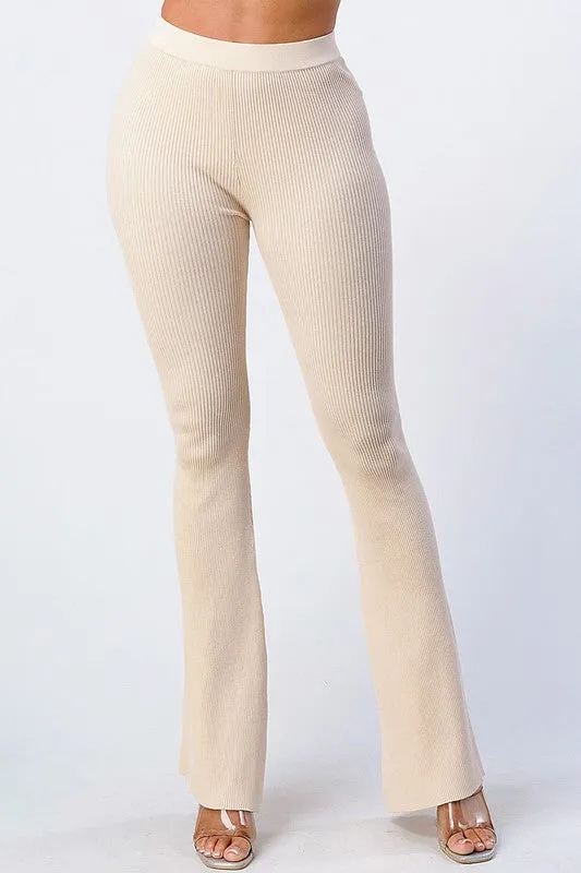 TRENDY FLARED KNIT PANTS