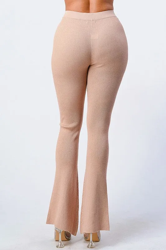 TRENDY FLARED KNIT PANTS