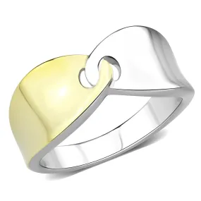 Two-Tone IP Gold (Ion Plating) Stainless Steel Ring with No Stone for Women Style TK3630