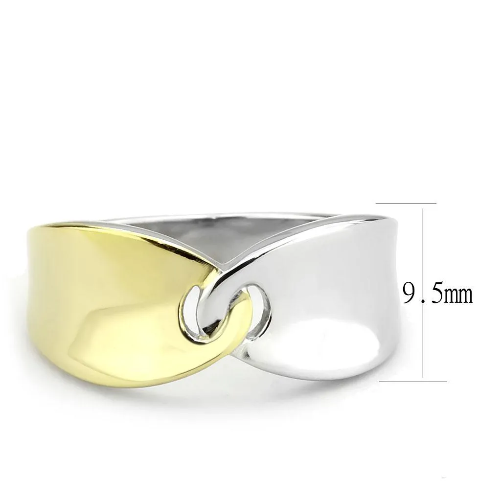 Two-Tone IP Gold (Ion Plating) Stainless Steel Ring with No Stone for Women Style TK3630